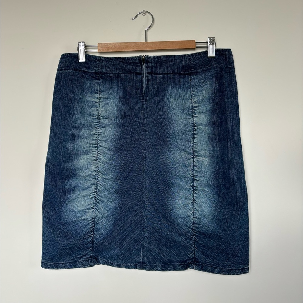SINEQUANONE Women’s Ruched Jeans Skirt Size 42 Denim Skirt